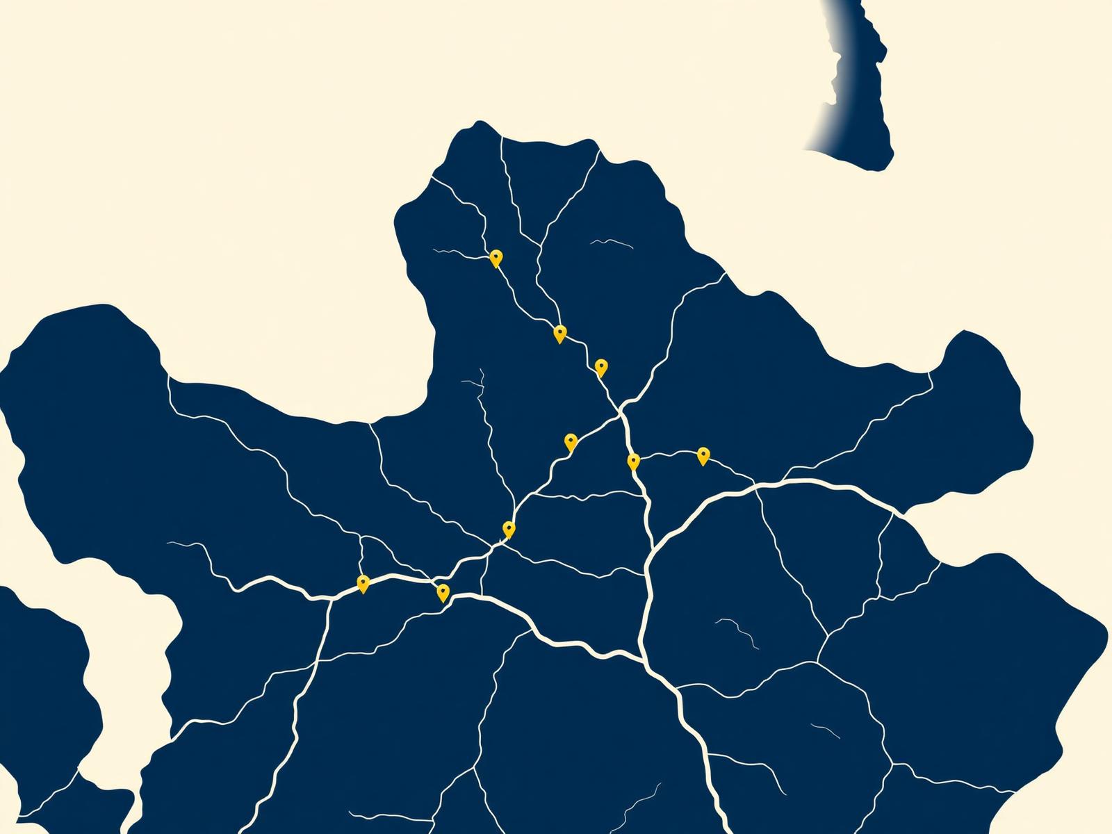 Map of Surrey with Premier Cars Surrey service locations